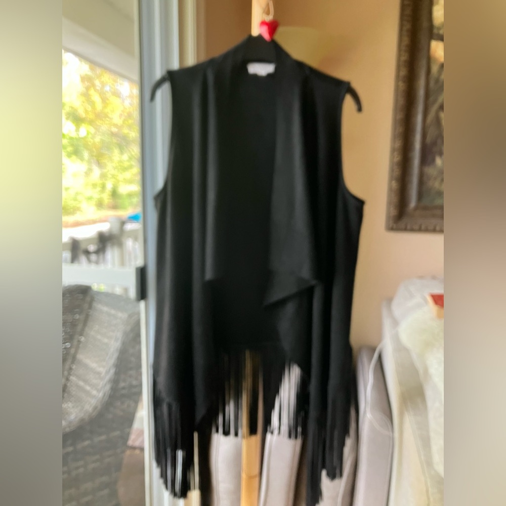 LFD Faux suede vest with fringe M